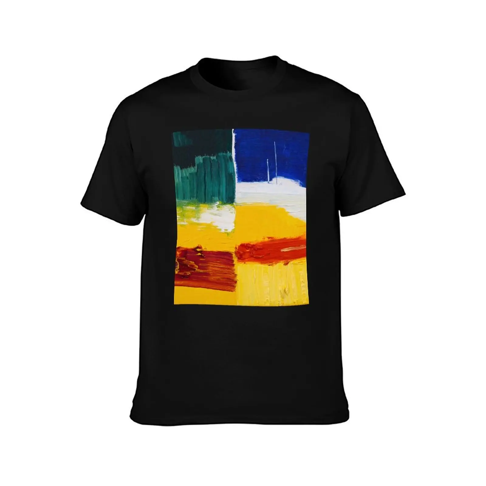 Colorful modern art style foxyhorse oil drawing glitch red blue T-Shirt Christmas Casual Short Sleeve Top