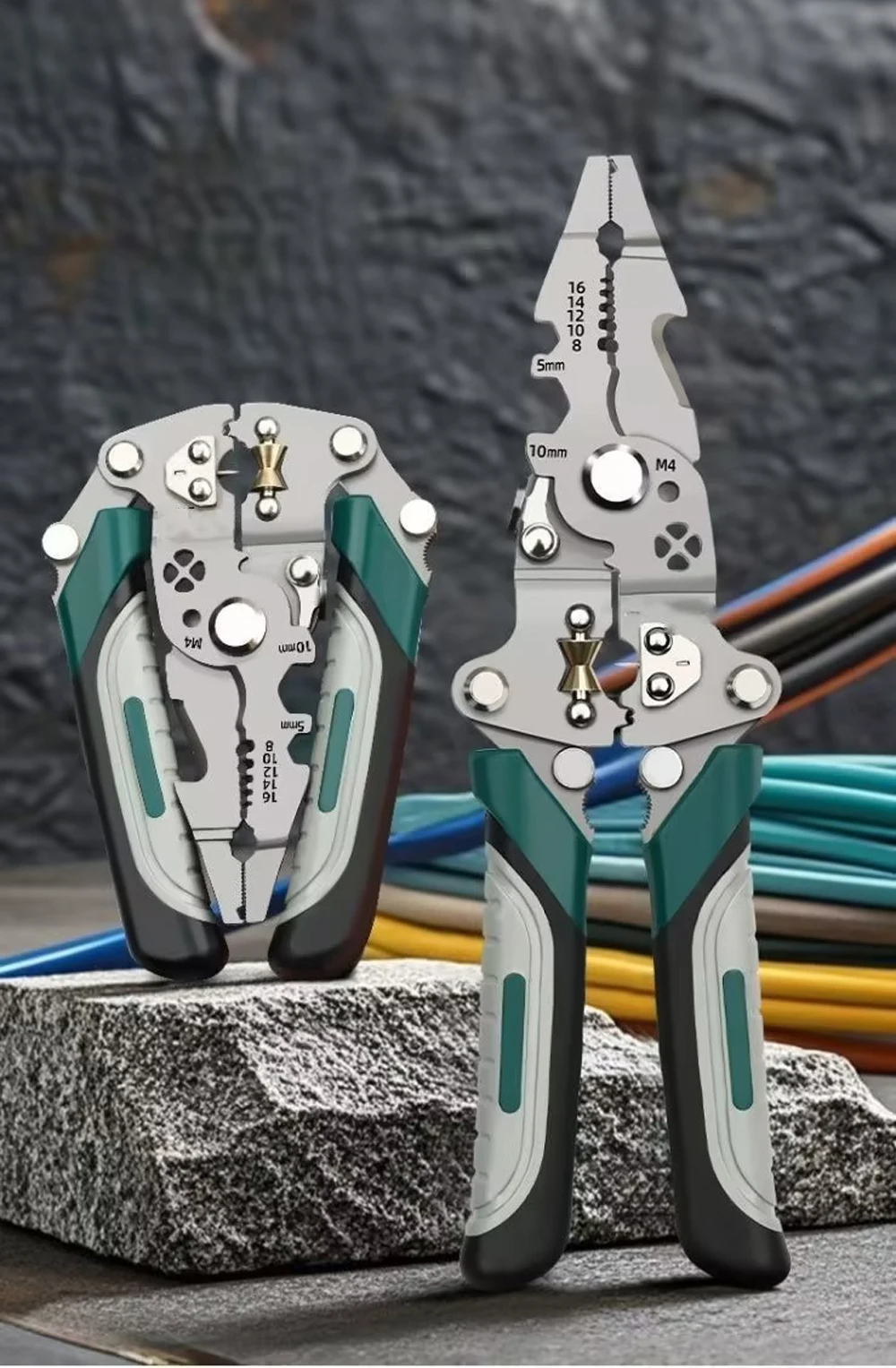 Faltbare Abisolierzange, multifunktionale Abisolierzange, Abisolierzange, Crimpzange, Drahtcrimpwerkzeug für Elektriker, Heimwerker – Detail 11
