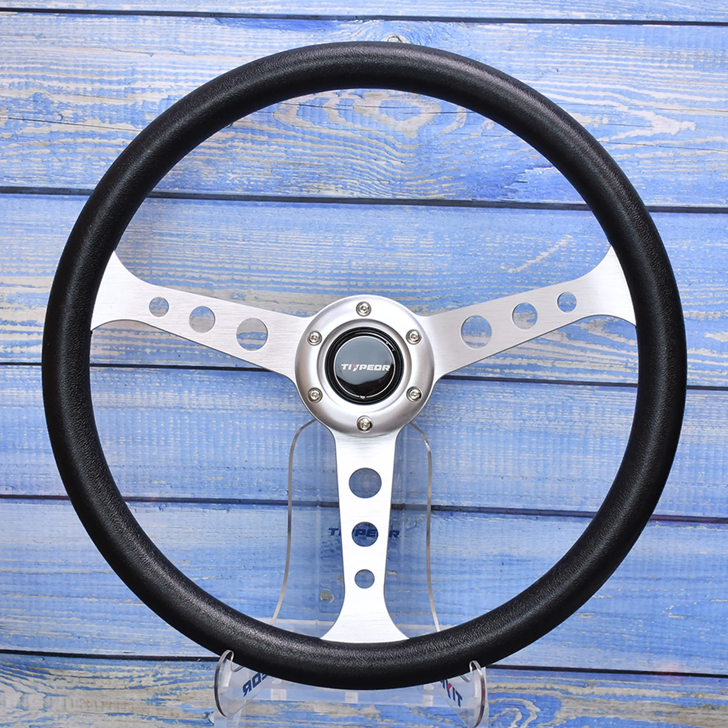 

TIYPEOR New Solid Wood 380MM Automotive Steering Wheel High Quality Bracket Durable Car Accessory