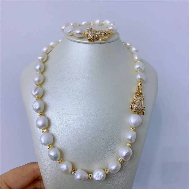 

10-11mm Baroque Pearl Jewelry Set Natural Freshwater Pearl Shockwave Necklace fashion gift for women 073104