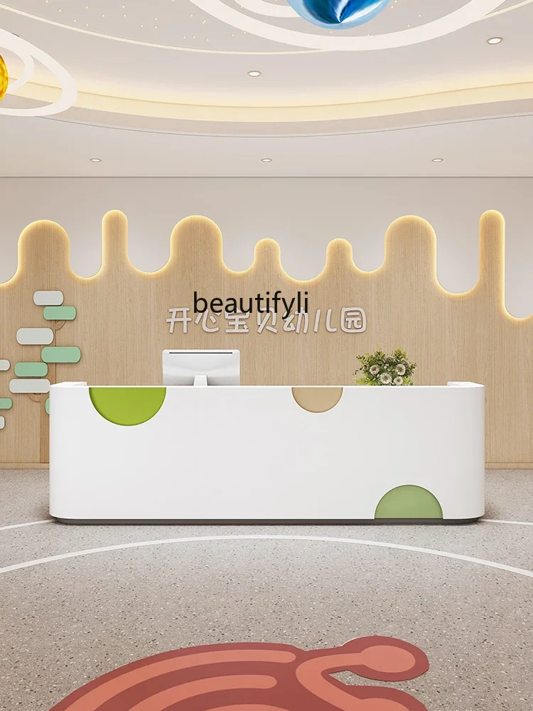 FG11Simple modern paint front desk, reception desk company, central training institution, cash register counter