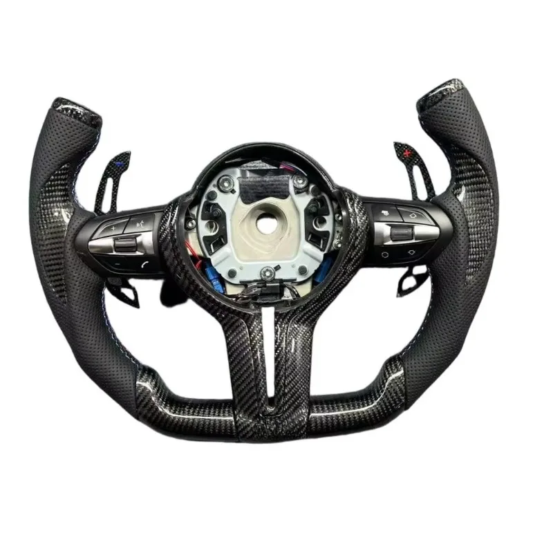 T-shape Carbon Fiber Steering Wheel For BMW F Series F1 Style Racing Horns Carbon Fiber Steering Wheel