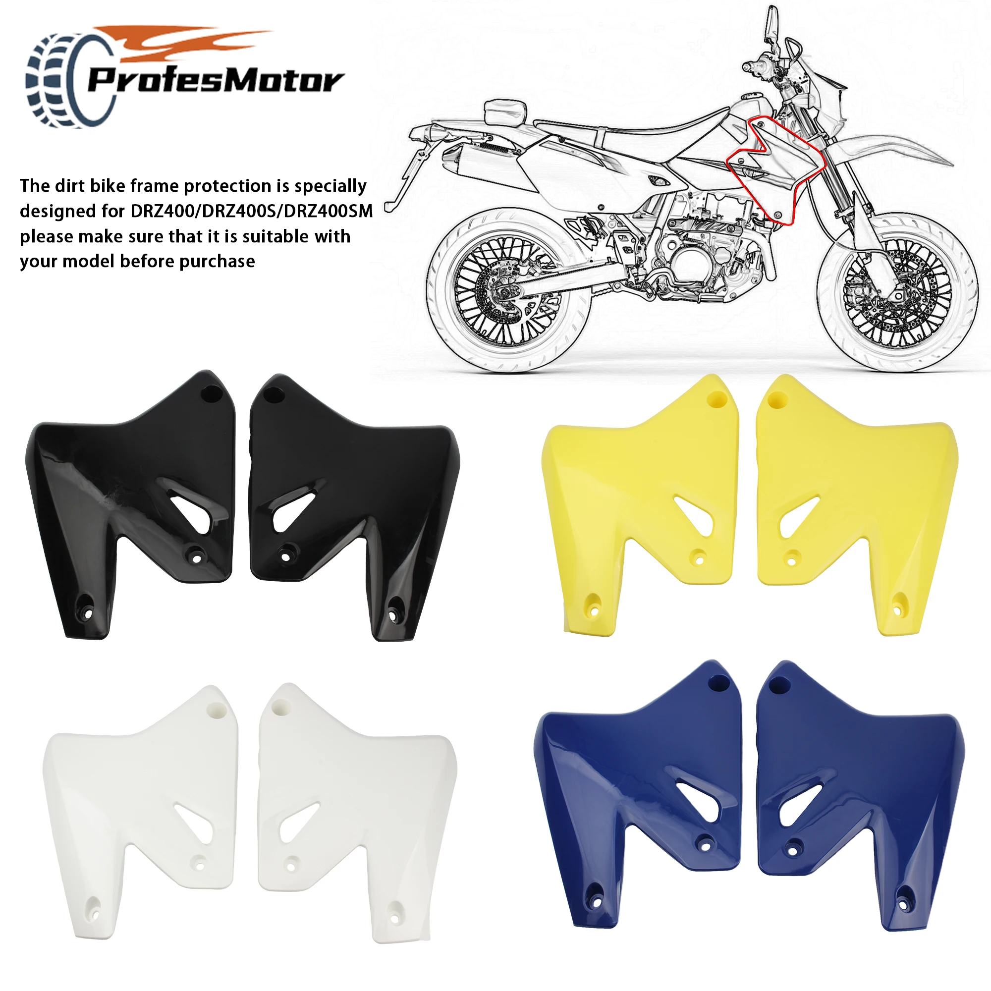

For Suzuki DRZ400 DRZ400S DRZ400E DRZ400SM Motorcycle Front Fuel Tank Plastics Fender Cover Fairing Enduro Dirt Bike Accessories
