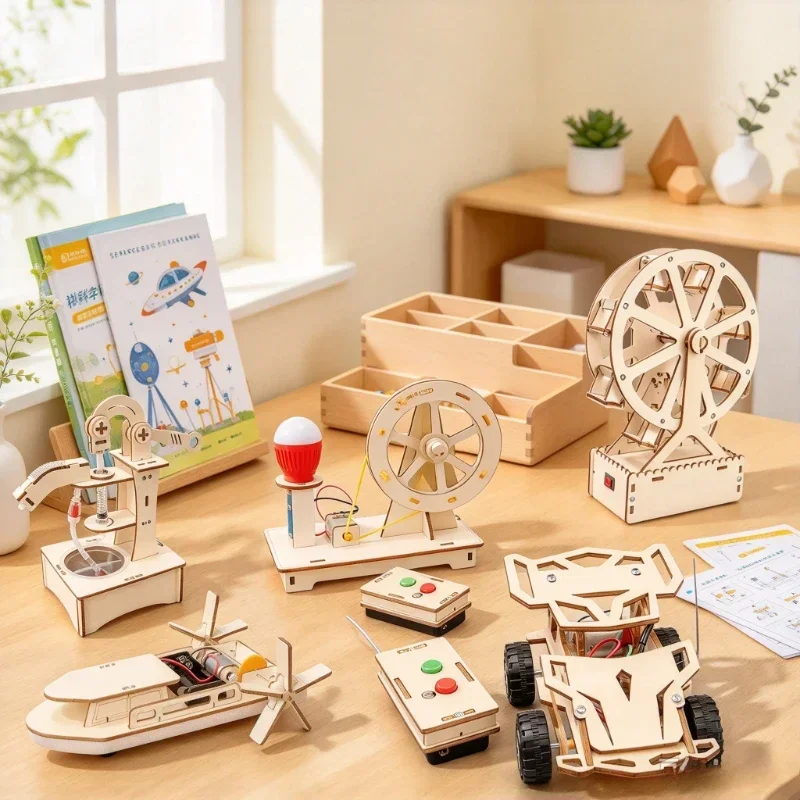 Kids Science Experiment Kit, Kiln-Dried Wooden Components for Physics and Chemistry Projects, Guided Learning for Ages 6-12