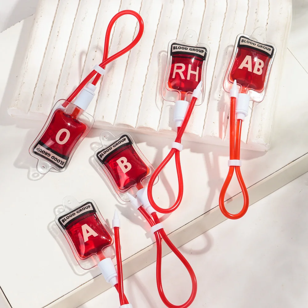 3pcs Halloween Blood Bag Acrylic Long Charms Gothic Plasma Pack Pendant for DIY Jewelry Making Earring Keychain Accessories