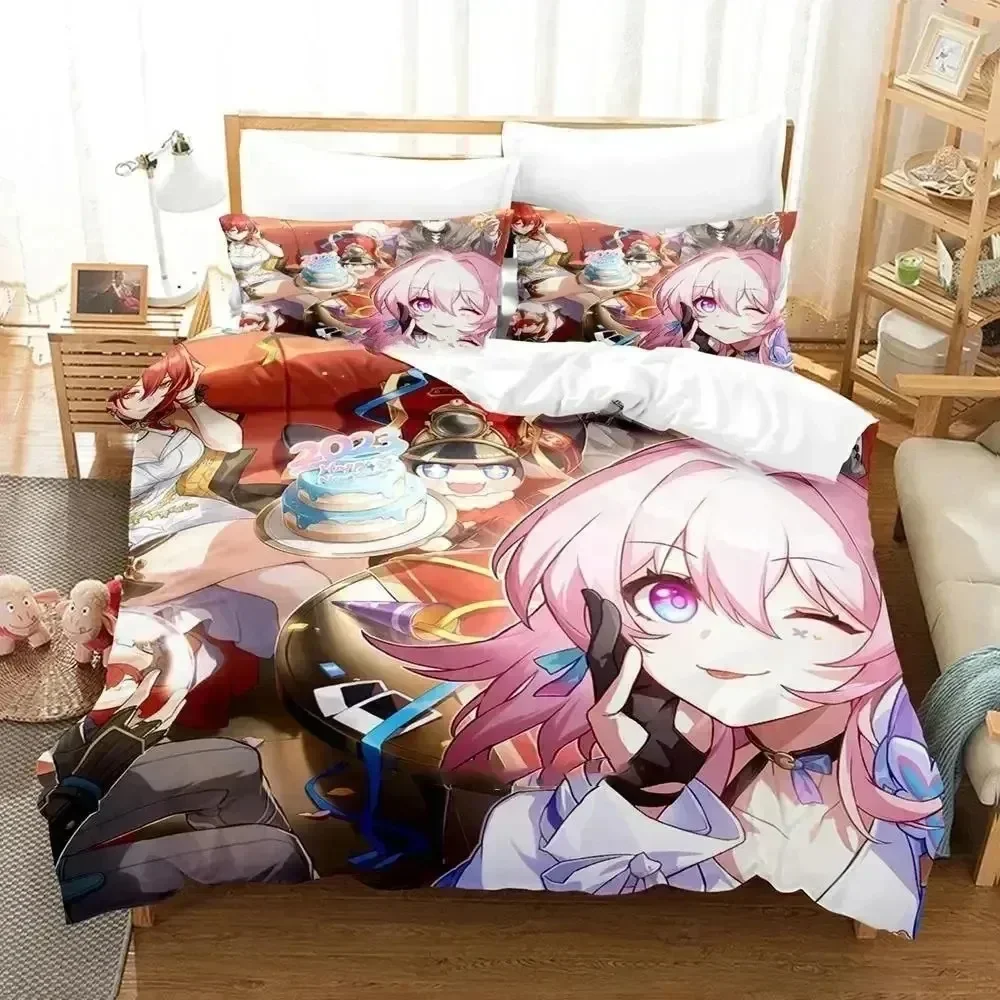 Anime Honkai Star Rail Bedding Set For Bedroom Soft Modern Bedspreads Comefortable Kids Duvet Cover Quilt Cover And Pillowcase