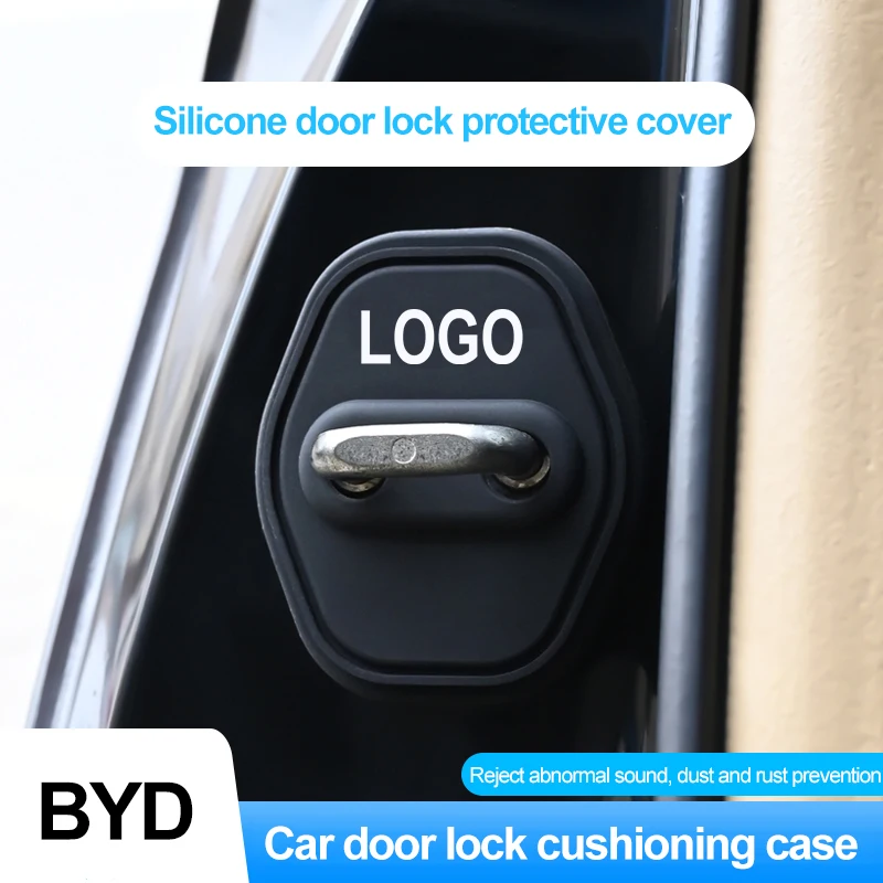 

4pcs/set Silicone Car Door Lock Buckle Protection Cover For Byd Dolphin Seal Tang Qin Song Yuan Silent Accessories