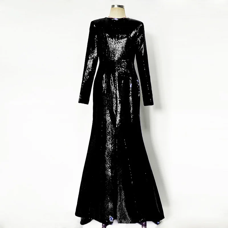 

Высококачественное длинное платье с блестками, новинка 2025 года, элегантное платье с разрезом «рыбий хвост» для женской вечеринки