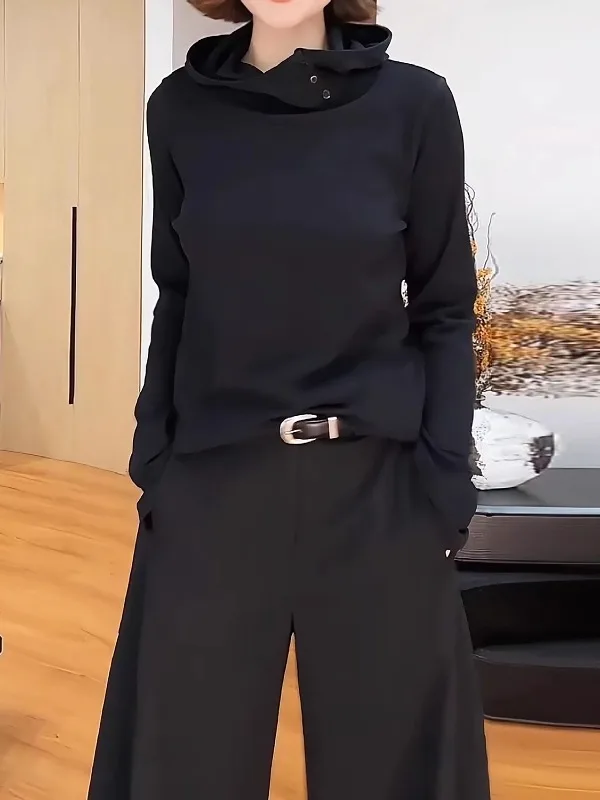 

Женская толстовка с капюшоном и высоким воротником, из чистого хлопка, с длинными рукавами, весенняя, больших размеров, утягивающая, базовый слой, удобная, для отдыха