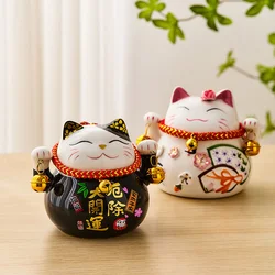 Ceramic Fortune Cat Creative Cute Animal Design Exquisite Crafts Ornaments Japan Style Home Office Desktop Decoration Kid's Gift