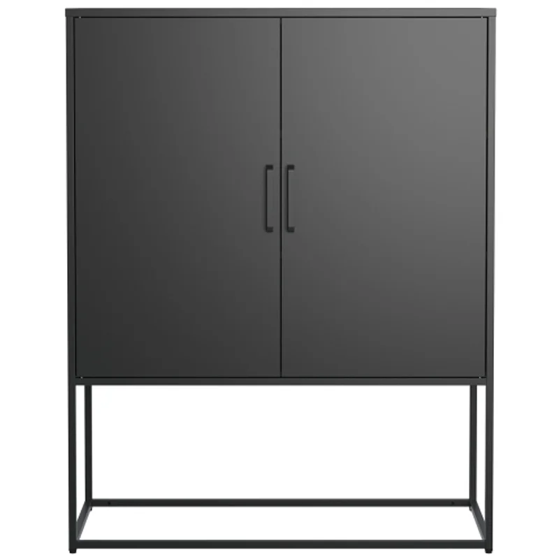 Aparador tipo Buffet de metal resistente, gabinete de almacenamiento moderno de acero con 2 estantes, gabinete decorativo independiente con puertas magnéticas