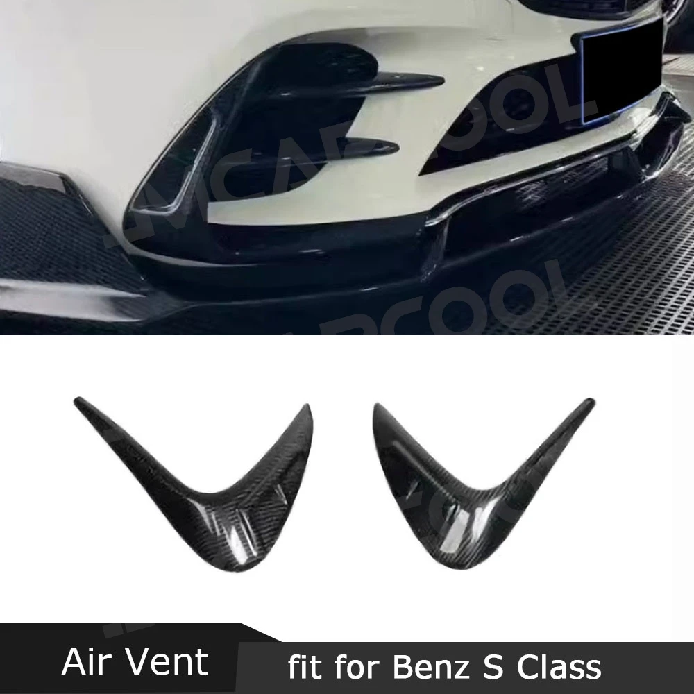 

Real Carbon Fiber For Benz S Class W223 S450 S500 Sport 2021-2023 Front Fog Lamp Fins Splitters Canards Fins Covers Car Bodykits