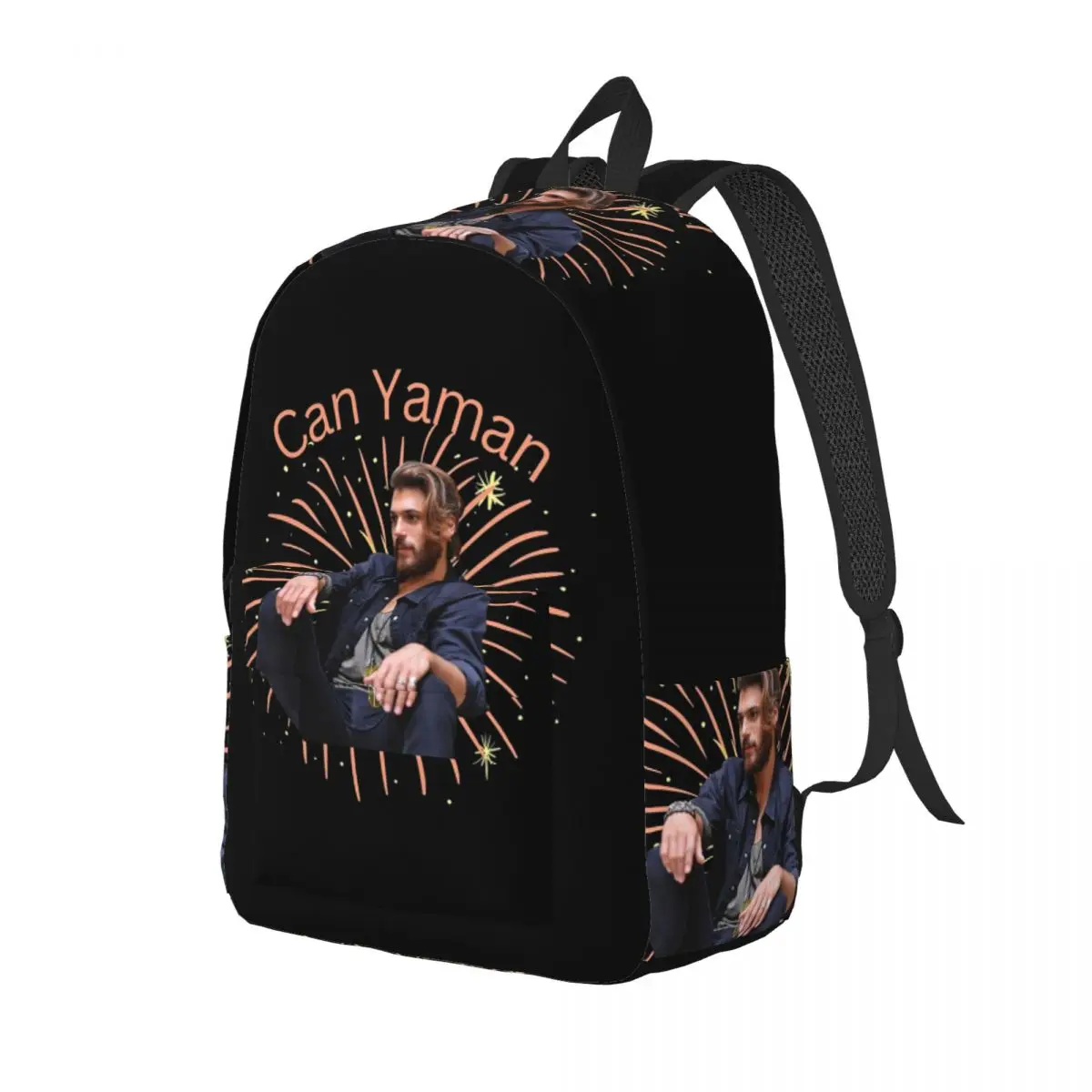 Can Yaman - Turkish Actors Student Backpack School Bag Hiking Travel Daypack for Men Women Fashion Bookbag Shoulder Bags