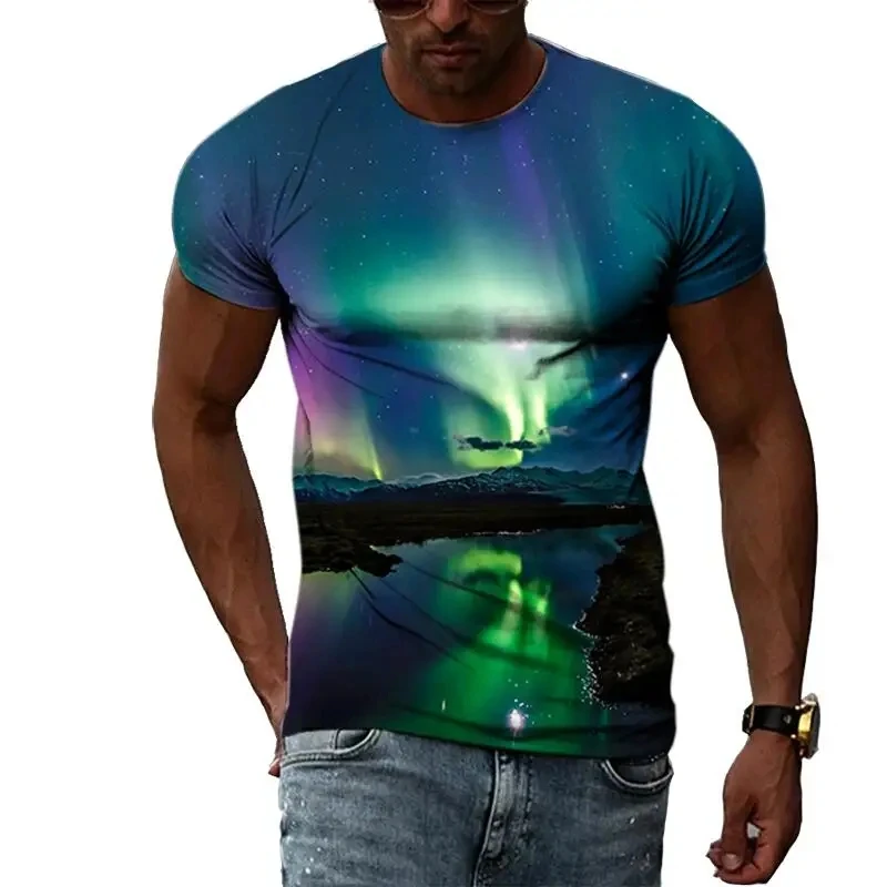 2023 Summer New Casual Lightning Cooling Men\'s Plus Size T-shirt Street Elements Popular Print Men\'s Round Neck Short Sleeve