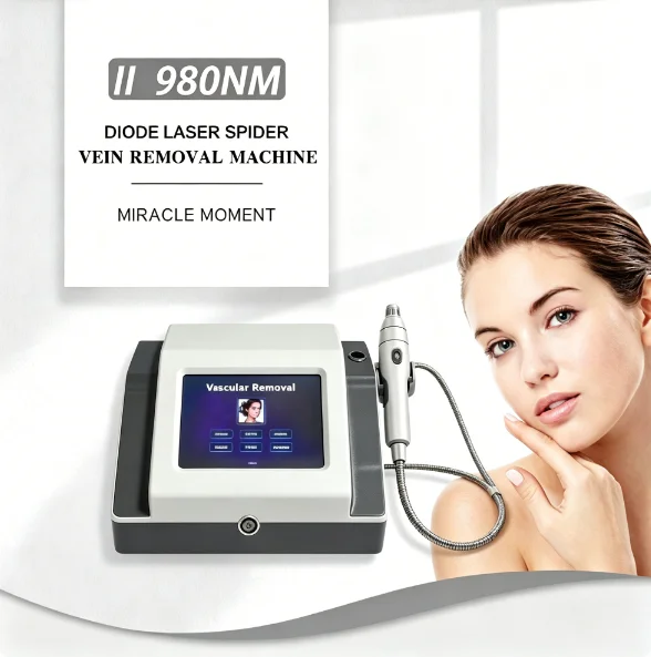New anti-red blood vessel gray beauty device 15W with 980nm laser cooling and customized language