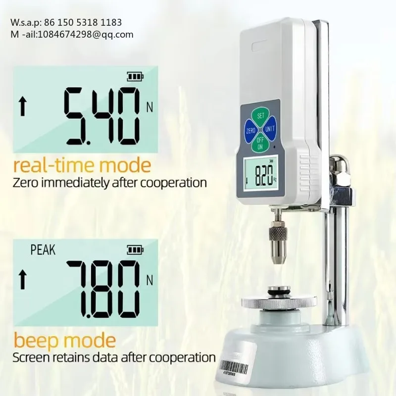Digital Grain Hardness Tester Meter Mini Grain Durometer for Seed Fodder Paddy Rice Cereal Maximum Load Value 20KG 196N