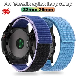 22mm 26mm Nylon loop strap For Garmin Fenix 7X 6XPro 7 3 6 5X 5Plus Tactix Delta/Forerunner945 935 Breathable Bracelet Watchband