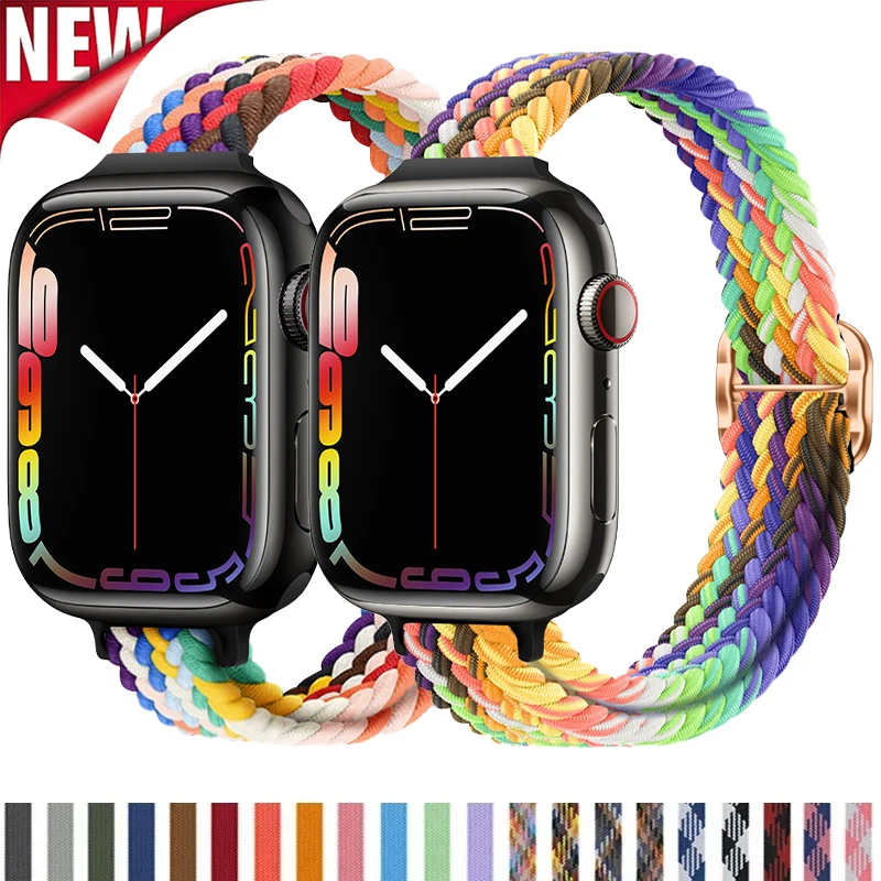 Slim Nylon Strap for Apple Watch Ultra 2 49mm 46mm 42mm 45mm 44mm Slender Braided Loop Bracelet IWatch 10 9 8 7 6 SE 5 4 3 Band