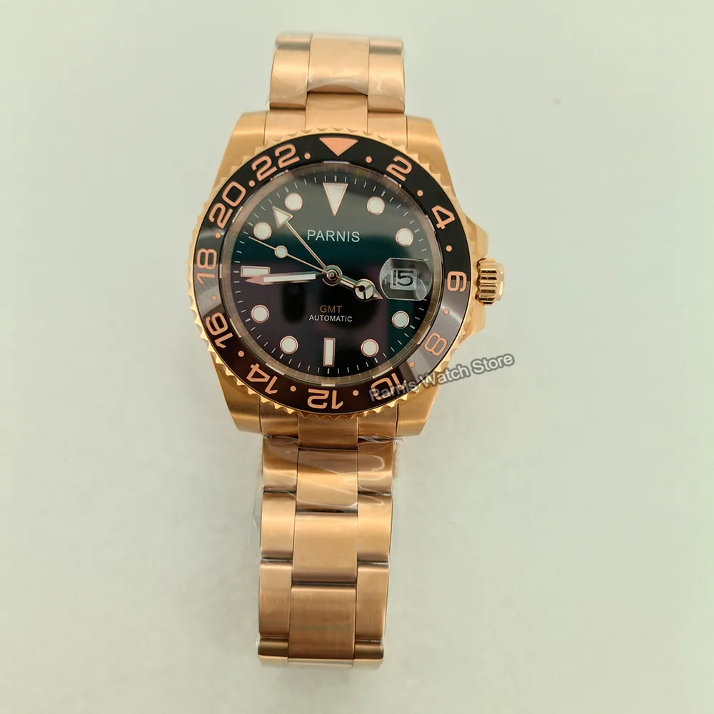 Parhéritage-Montre existent Gstuff pour Homme, Verre Saphir, Lunette Rotative, Or Rose, Document, 40mm