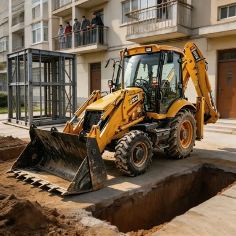 4WD Backhoe Loader Digger Tractor Machine 8 Ton with Front Bucket Rear Digger for Large Earthmoving Project Work