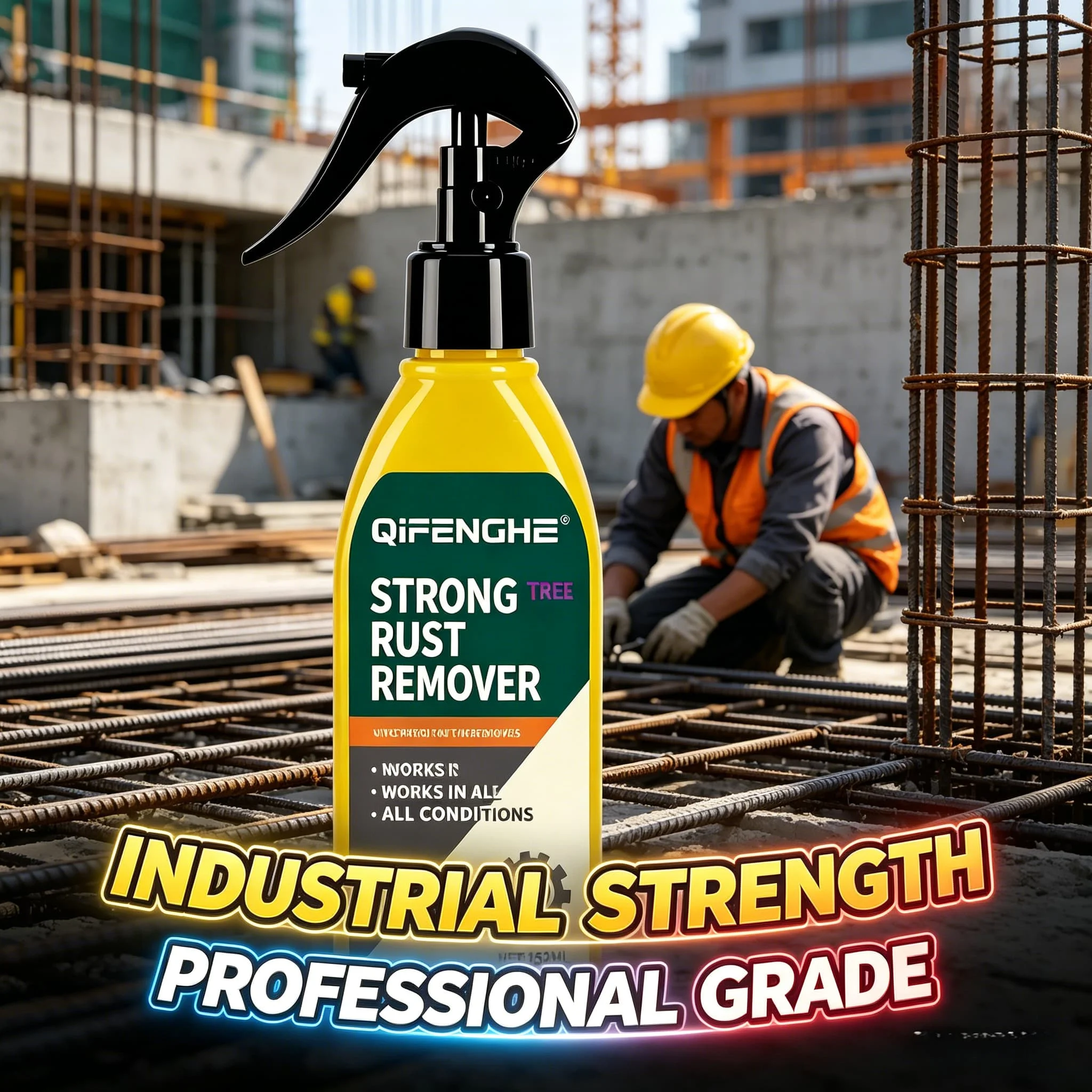 QiFENGHE® 150ML Powerful Rust Remover Spray Restore Brightness Effect Does Not Hurt Material Safe for Car Rims Iron Steel Chrome