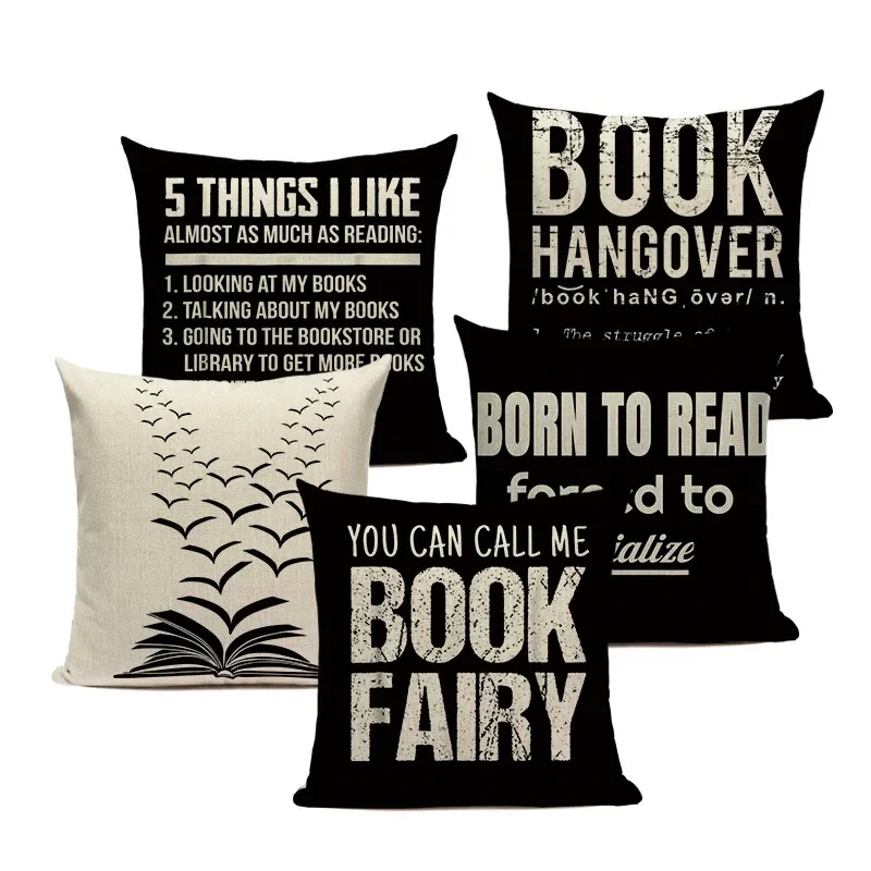 Fashion Custom Cushion Cover Home Decoration Pillow Case Letter Printed Texts Hotel Sofa Chair Cushion Case Square Pillowcase