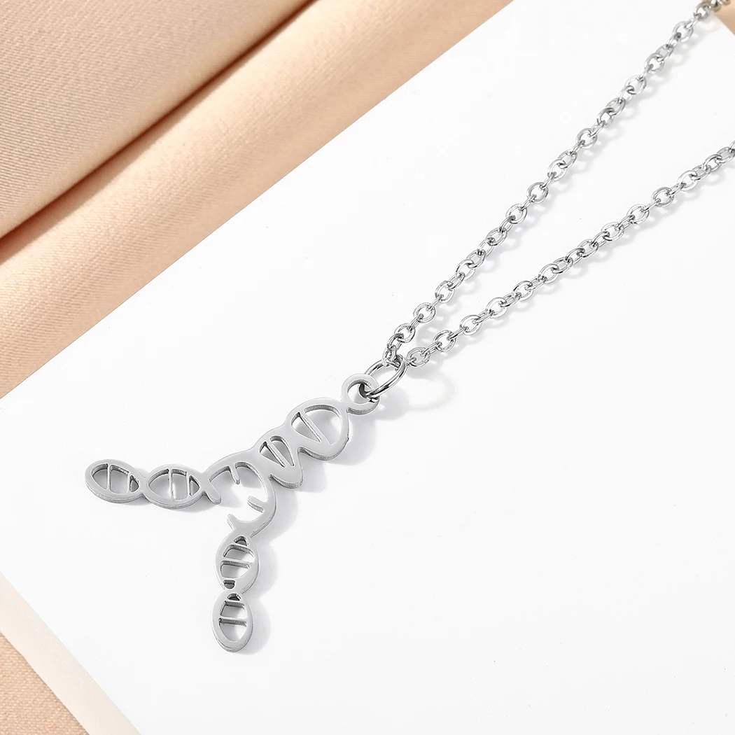 Kinitial Handmade Science DNA Stainless Steel Necklace For Women