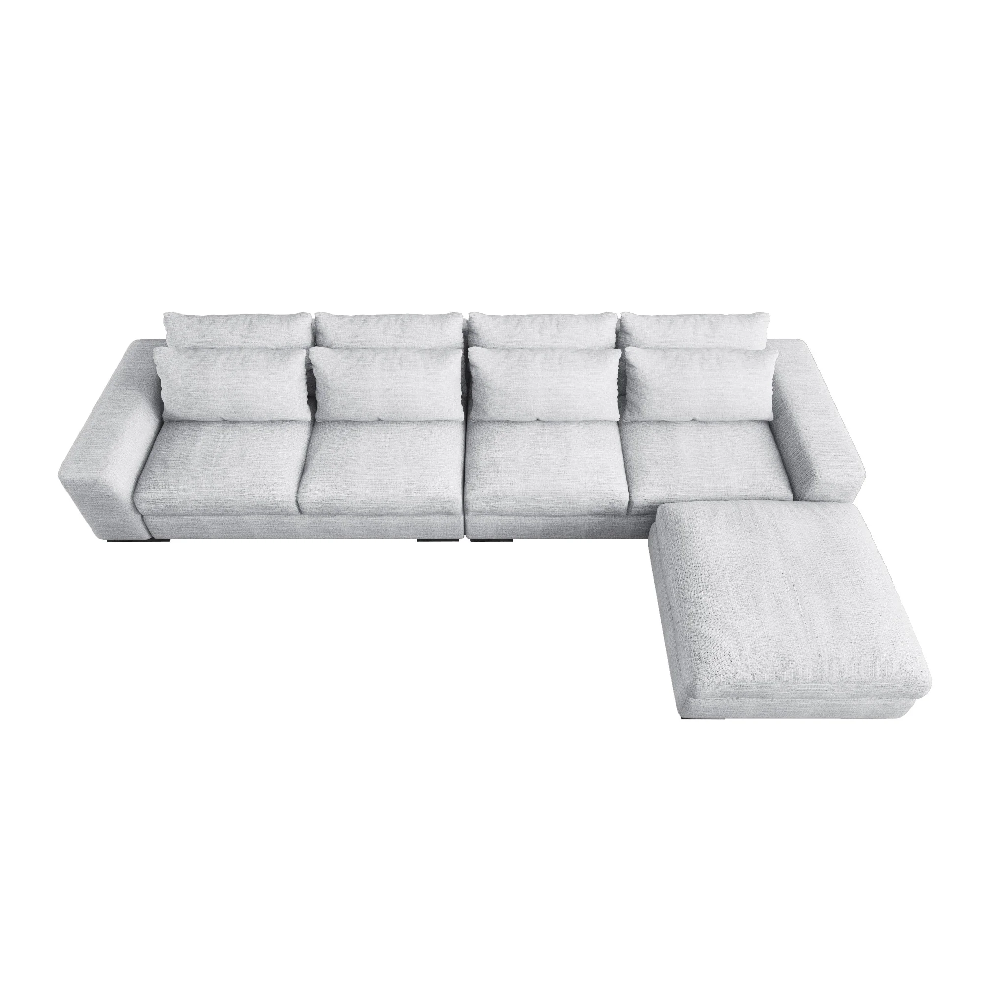 149'' L-Shaped Gray Modular Linen Sectional Sofa Chaise with Ottoman for Living Room Reversible Seating Component Couches Sofas