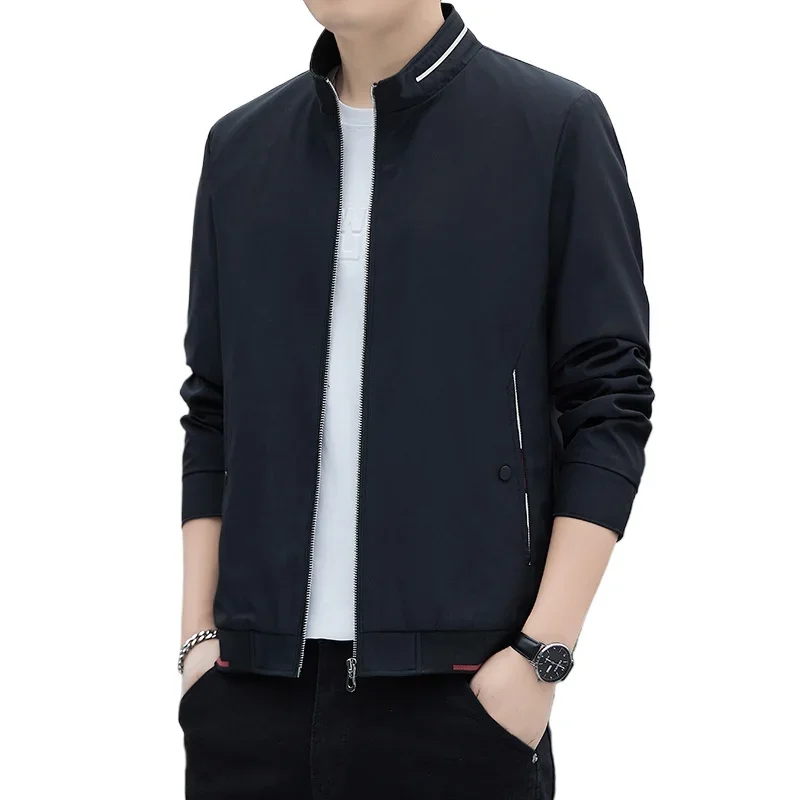 

Men's jacket 2025 new casual stand up collar top for spring and autumn fashionable simple atmospheric thin and breathable