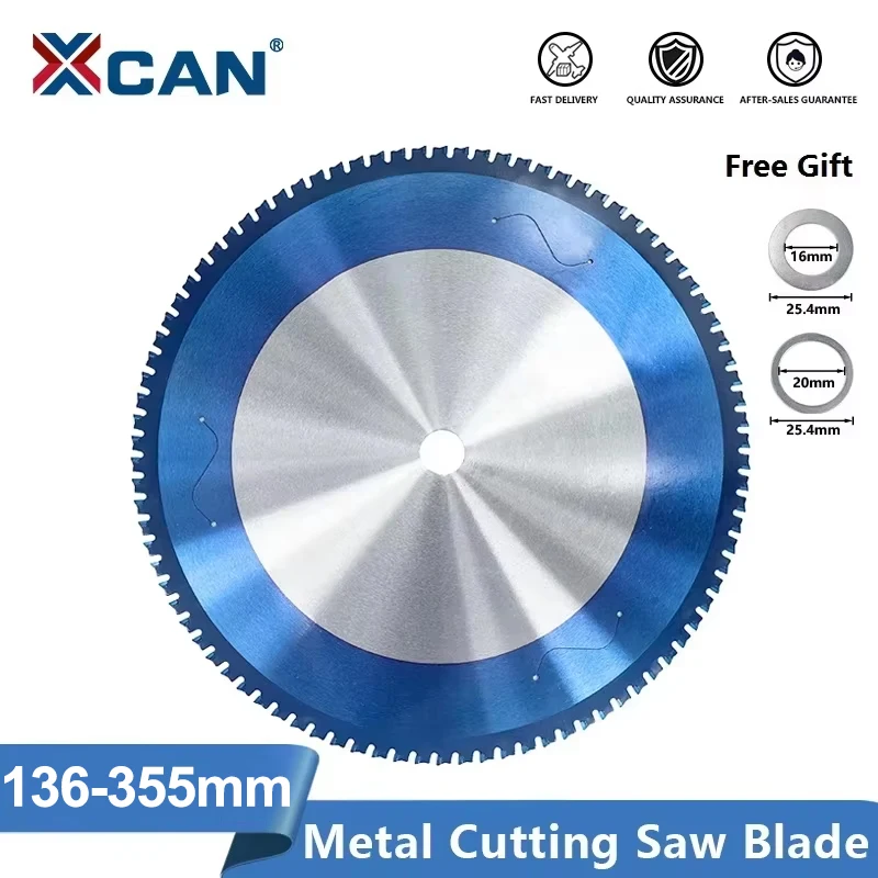 XCAN 1 szt. Tarcza do cięcia metalu 136-355mm, tarcza do piły tarczowej do aluminium, żelaza, stali, nano-nakładka niebieska, tarcza do cięcia metalu 30-90T