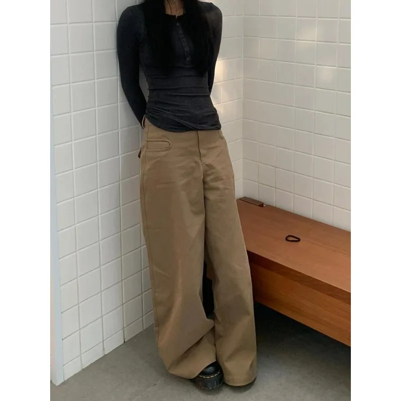 

Американские ретро джинсы с краями ножей, женские летние свободные широкие брюки, прямые повседневные брюки длиной до пола, женские удобные утягивающие брюки