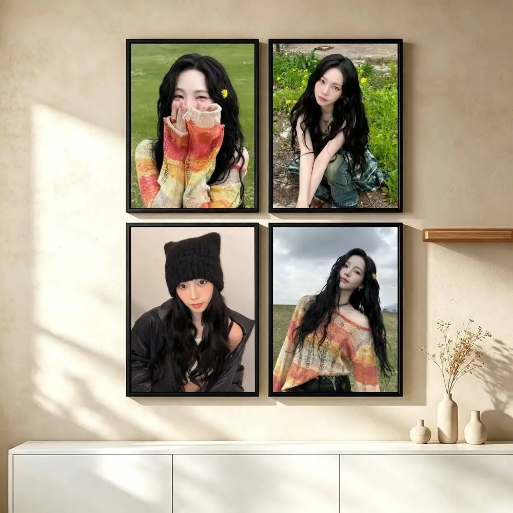K-Karina Kpop Girl Poster Waterproof Wall Art Sticker For Bar Living Room Vintage Decor High Quality Print Gift