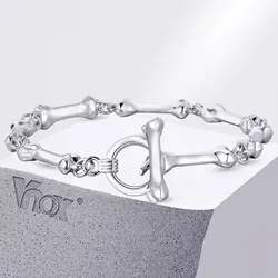 Vnox Gothic Cool Skull Bones Links Chain Bracelets, Metal Skeleton Toggle Clasp Wristband, Halloween Jewelry