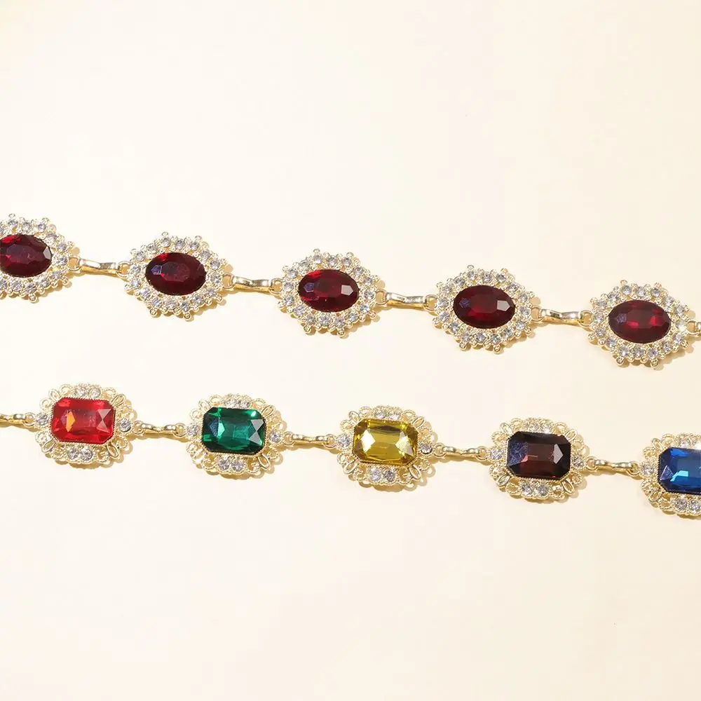 Unique Metal Colorful Crystal Waist Chain Gold Kawaii Rhinestone Belly Belts Alloy Chain Y2K Waistband Women