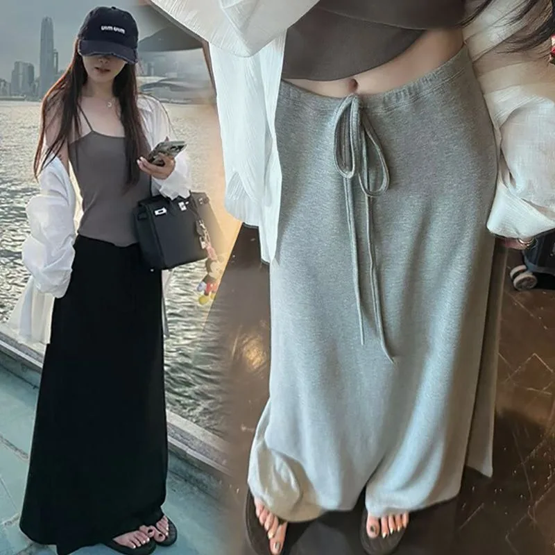 

Модная юбка-миди трапециевидной формы, женская утягивающая юбка с высокой талией, лето 2022, корейский Sle, повседневный, свободный крой H-образной формы