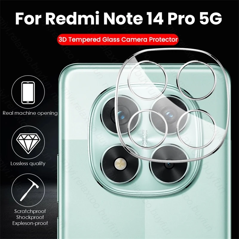 1-3 Piezas de Cristal de Cámara HD para Redmi Note 14 Pro 5G 4G, Cristal Templado Transparente 3D, Lente de Cristal Templado Ziai Redmi Note14Pro Note14 Note15 Pro+