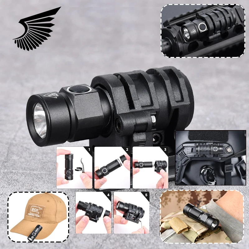 

Military Tactical Helmet Light FAST Helmet Flashlight Accessories Strobe Zoom Weapon Flashlight Camping Survival Safety Lamp