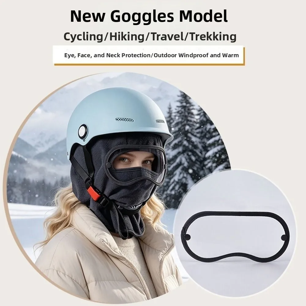 New Fleece Winter Balaclava with Clear Eye Shield Windproof Skiing Masks Warm Lining Full Coverage Cycling Cap Men Women