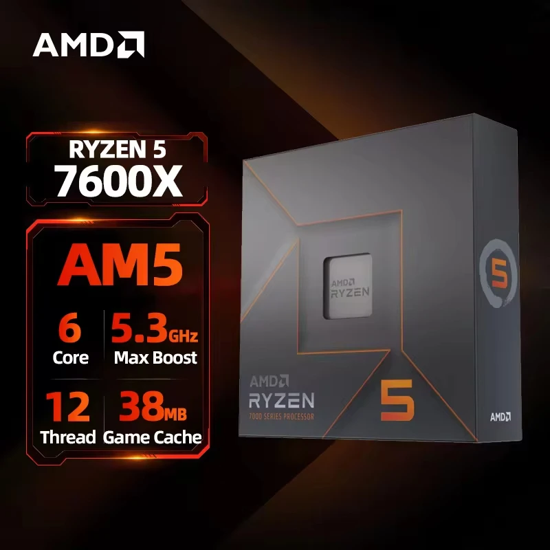 AMD RYZEN 5 7600X Brand New CPU Gaming Processor AMD R5 7600X 6-Core 12-Thread 5nm 38M Socket AM5 Without Fan PC Gamer Cache