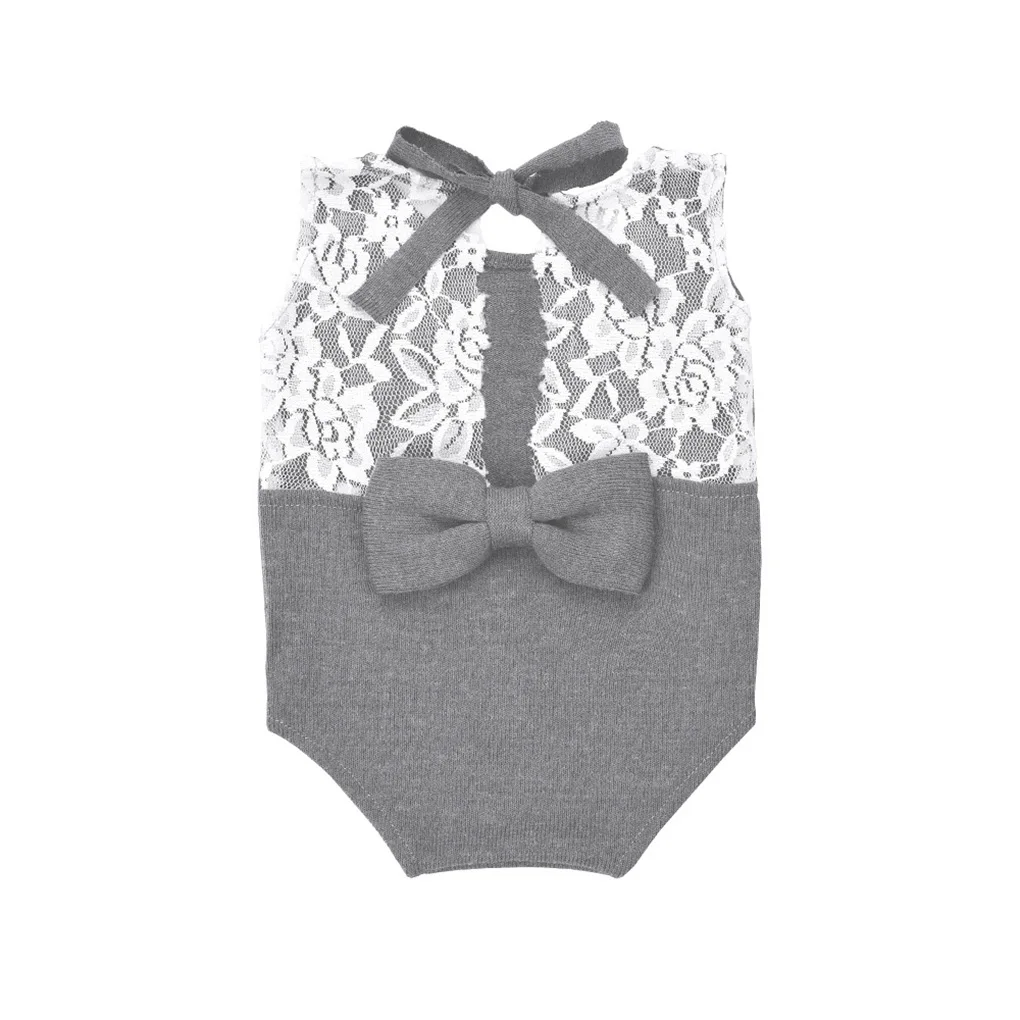 Newborn Baby Bowknot Sleeveless Dainty Romper Infant Lace Jumpsuit Photo Clothing Props Photography