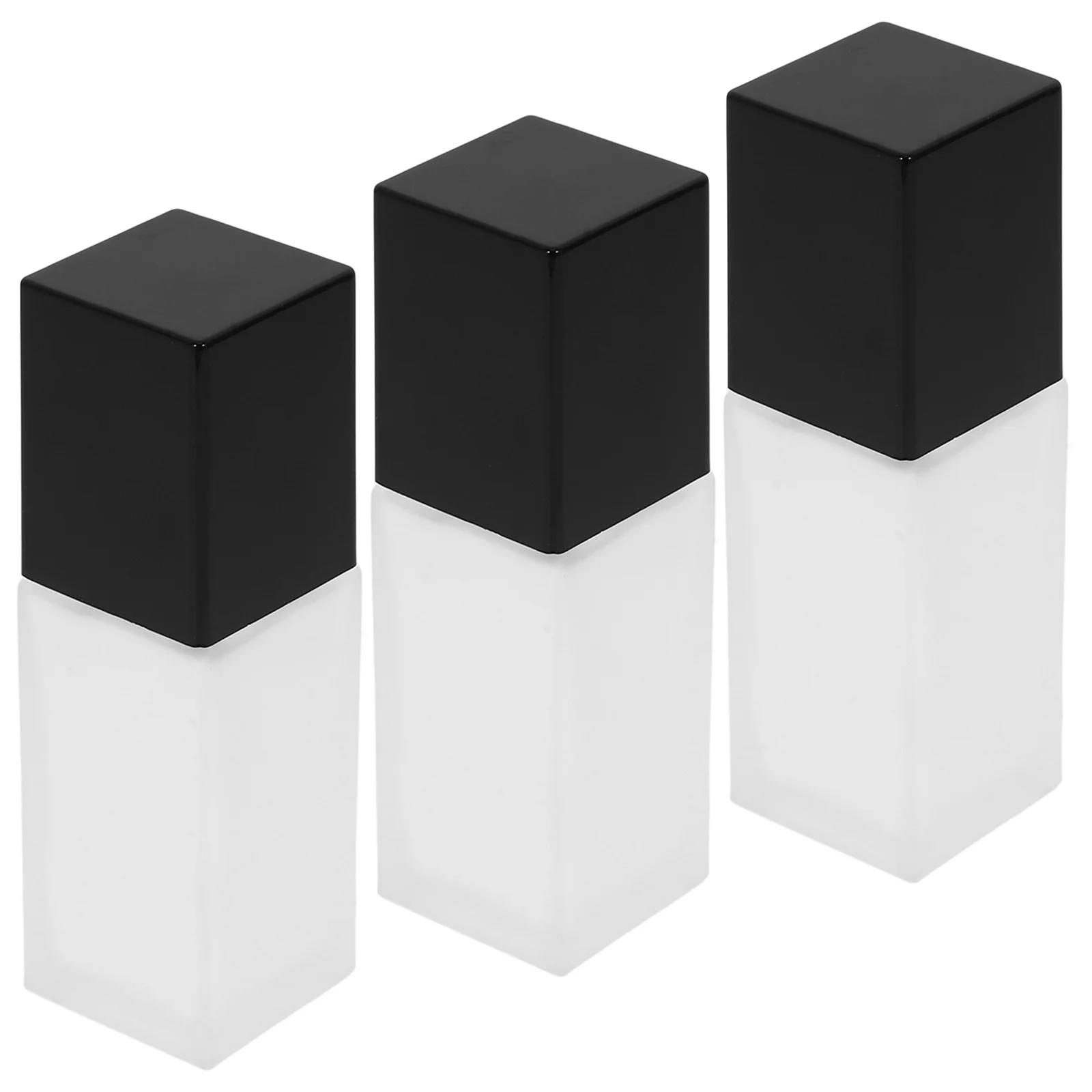 WOONEKY 3개입 무광 유리 리퀴드 파운데이션 병 빈 스퀴즈 프레스 로션 용기 투명 포장