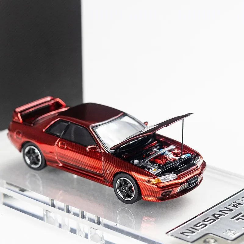 日産-赤い合金カーモデルgtrr34,コレクションオーナメント,1:64スケール