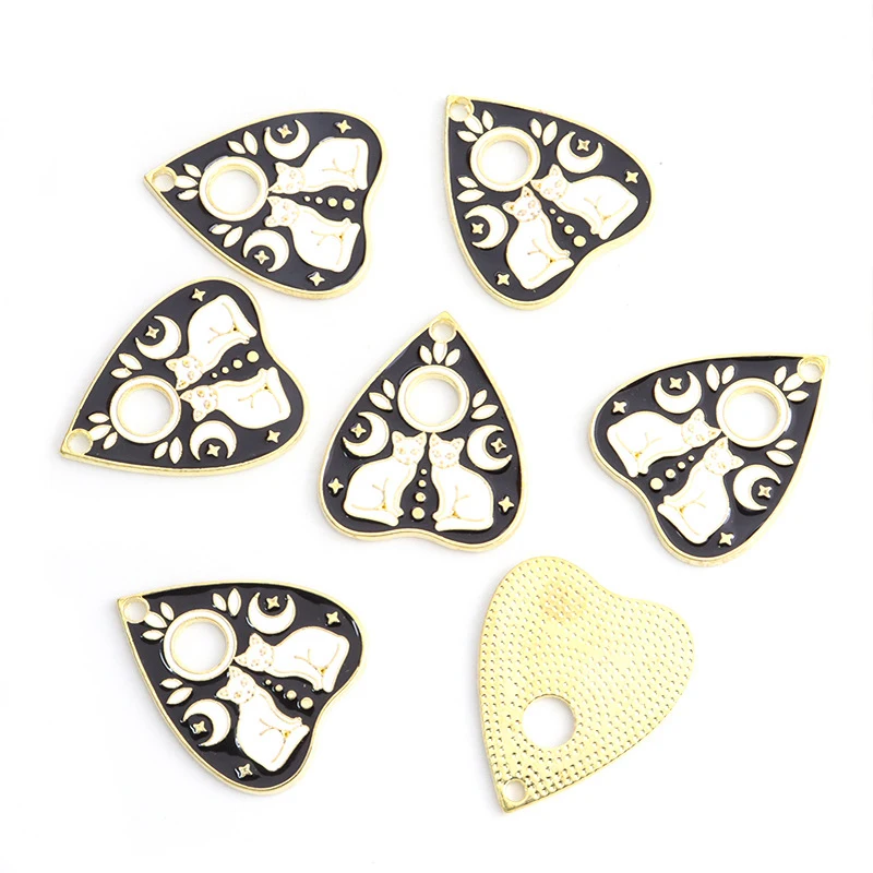 7Pieces New European and American cat sunglasses oil-drip alloy jewelry pendant earrings necklaceDIYPendant holiday bulk gifts