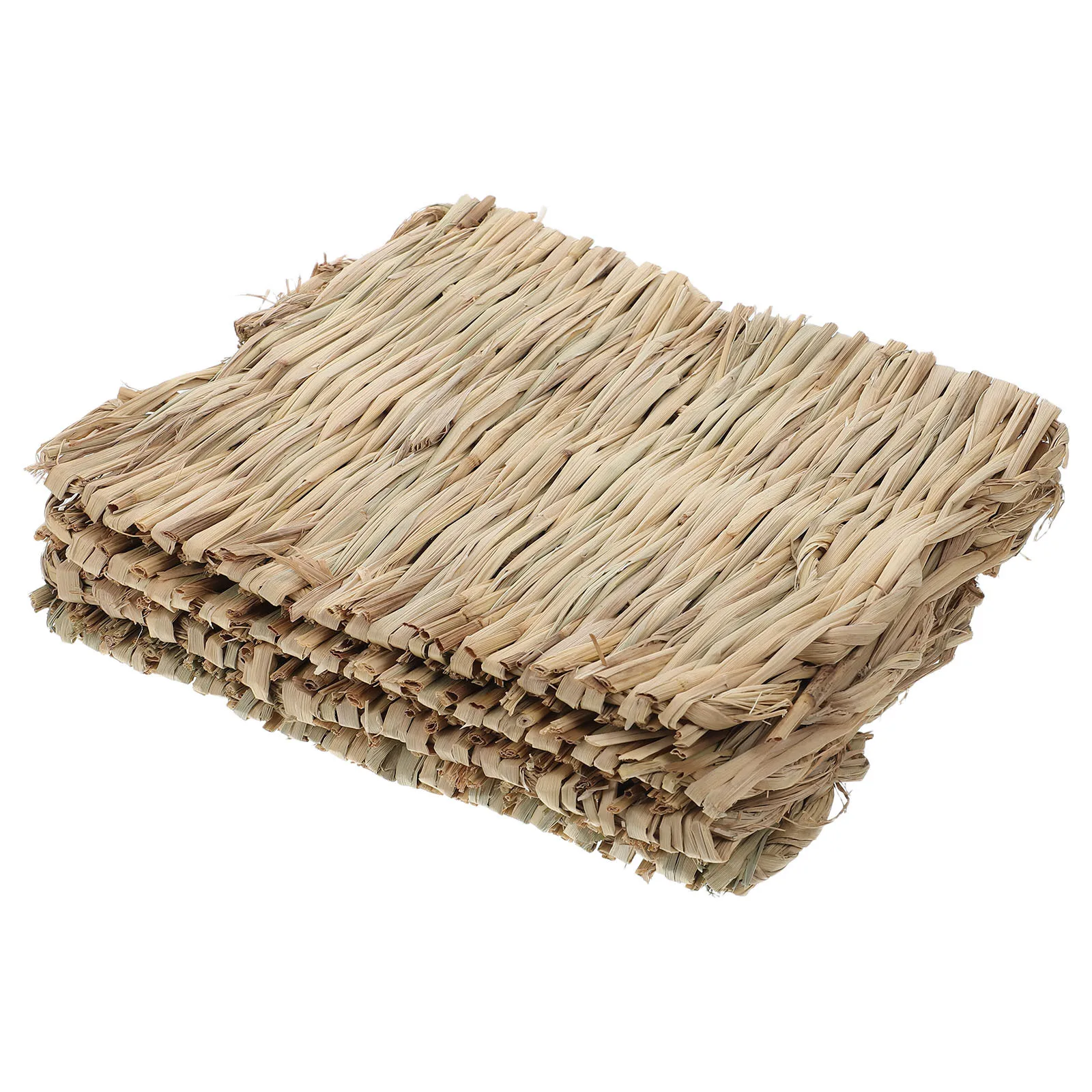 

4Pcs Small Animal Grass Mats Natural Breathable Rabbit Bird Nesting Pads Cage Bedding Resting Mat Bunny Bed Lining