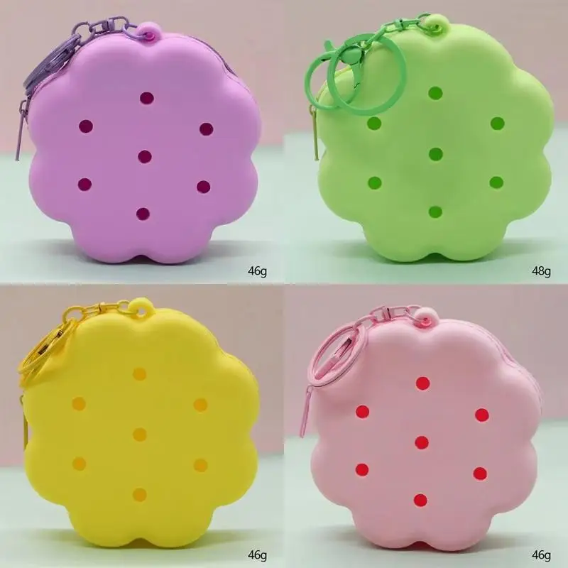 Mini Wallet Cloud Flower Silicone Wallet Zipper Closure Mini Size Card Holder Soft Silicone Cute Holes Money Bag Women Use