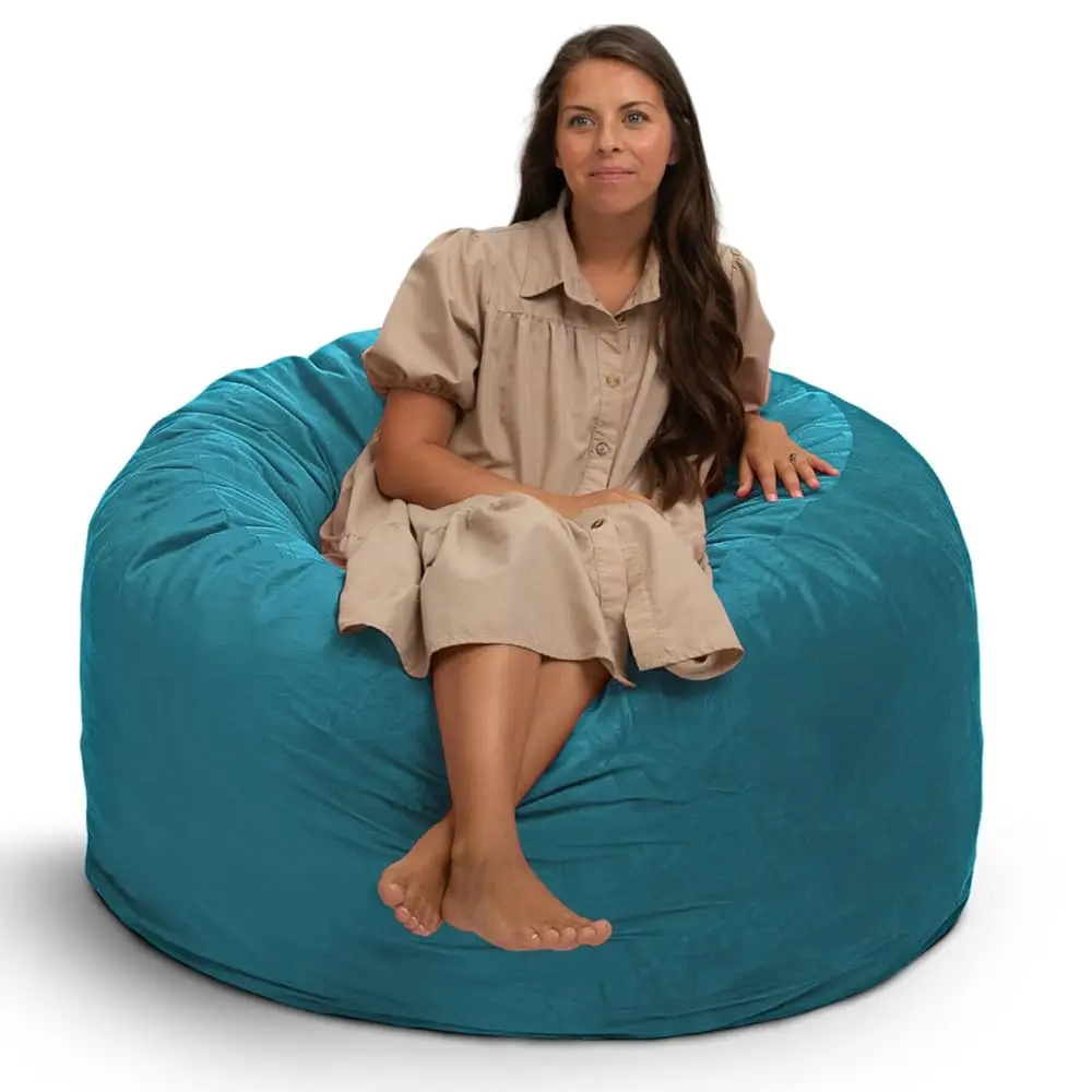 

4000 (4 Ft.) Bean Bag Chair Cover In Multiple Colors: Cover Only. (4000, Teal Suede)