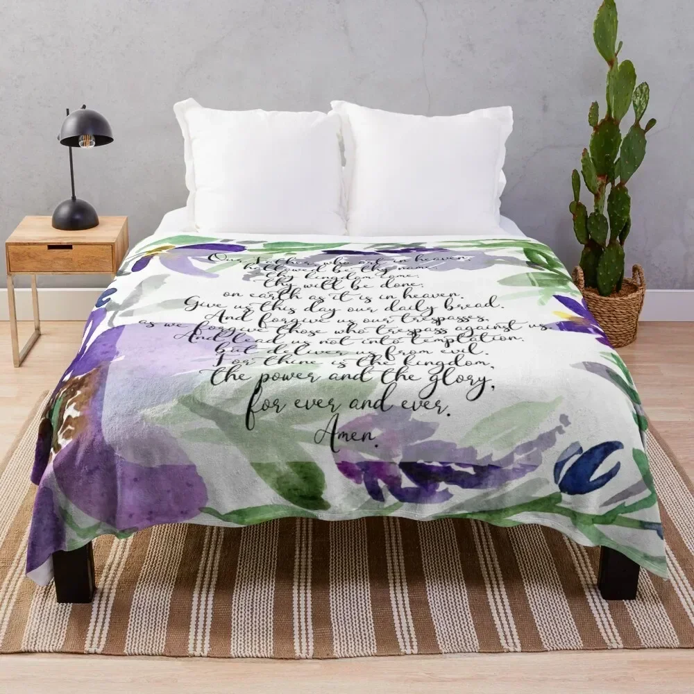 

Our Father | Daily Prayer | Scripture Art Throw Blanket Anti Shedding Soft Fuzzy Blanket for Home