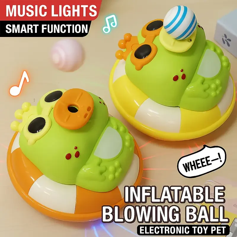 لعبة الموسيقى التفاعلية على شكل ضفدع الفيل مع أضواء وأصوات كرة عائمة للعب الحسي متعدد الوظائف مع ألعاب موسيقى نفخ الهواء