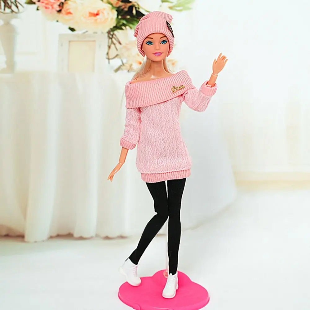 1 Set Winter Fashion Clothes Shoes Hats Wear Sweaters Pants Handmade Girl Doll Wearing Set For 29~32cm Doll Clothes Accessories