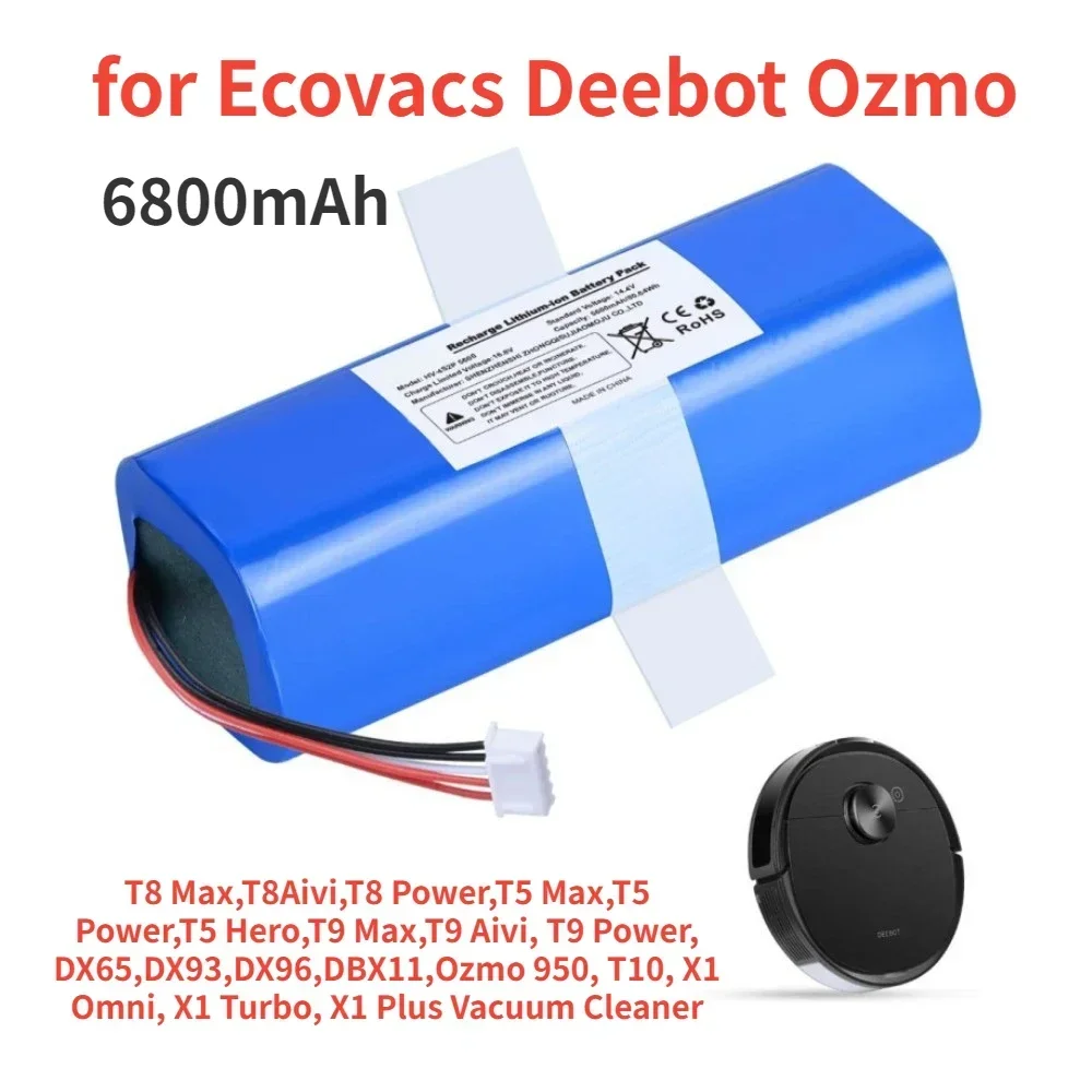 Оригинальная сменная батарея для робота-пылесоса Ecovacs Deebot Ozmo T8, T8 +, T8 + DLX11-54, Roboter 14,4 В, 6800 мАч, литий-ионная батарея